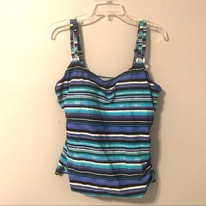 CROFT & BARROW Swim Tankini Top Stripes Size 18